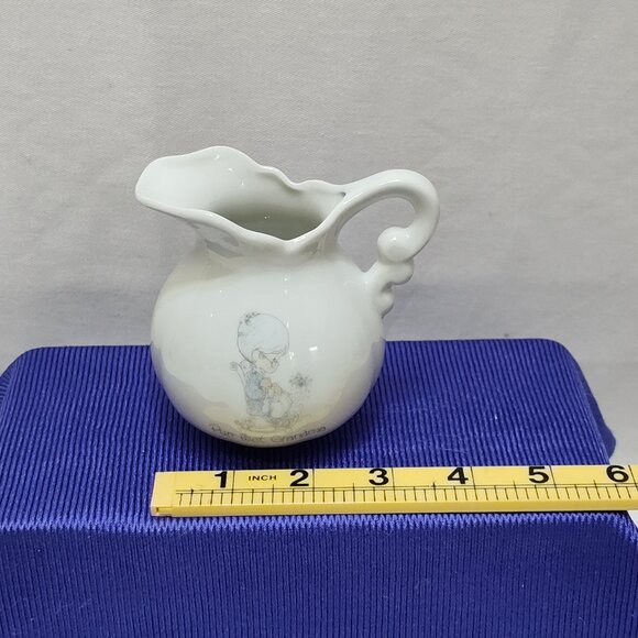 Precious Moments Purr-Fect Grandma Miniature Pitcher 1986 Porcelain Enesco VTG - Picture 6 of 6